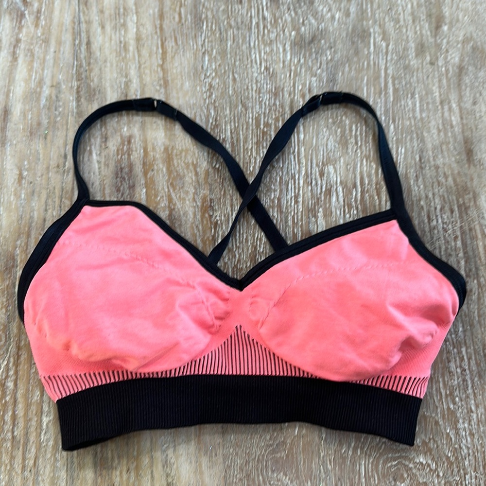 Lululemon Coral and Black Sports Bra